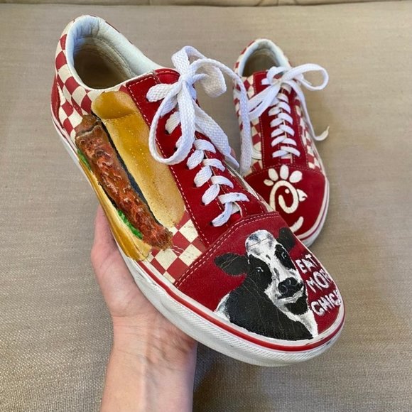 Vans Other - Custom Chik-fil-A Vans Old Skool Primary Checkerboard Red White size 10